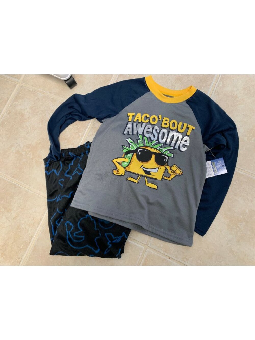 Wonder Nation Boy's Pajama 2 Piece Sleep Set, XS (4-5) TACO'BOUT AWESOME U13